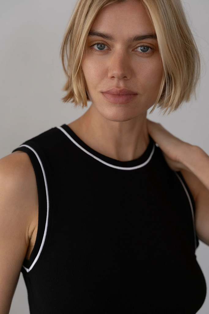 Donni Baby Rib Contrast Tank in Jet at Parc Shop | Minneapolis, MN