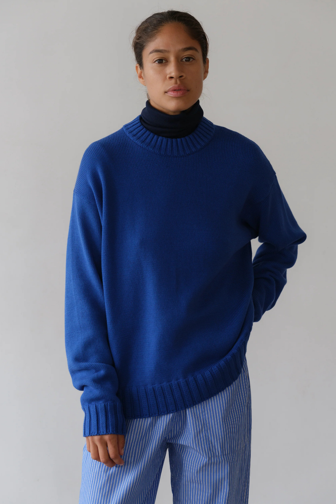 Donni Cotton Cashmere Crewneck Sweater in Azure at Parc Shop | Minneapolis, MN