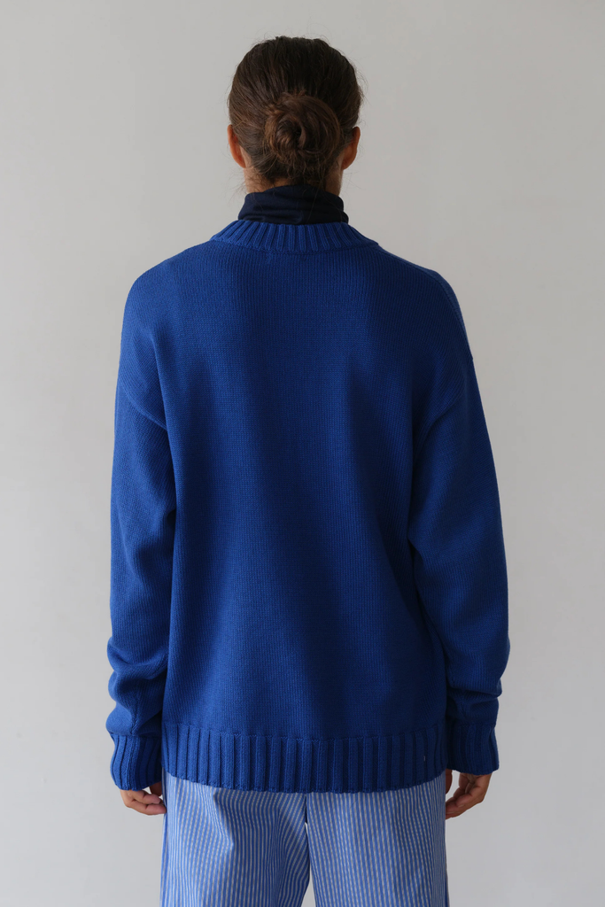 Donni Cotton Cashmere Crewneck Sweater in Azure at Parc Shop | Minneapolis, MN