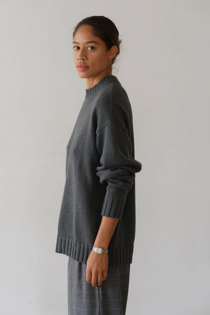 Donni Cotton Cashmere Crewneck Sweater in Charcoal Grey at Parc Shop | Minneapolis, MN