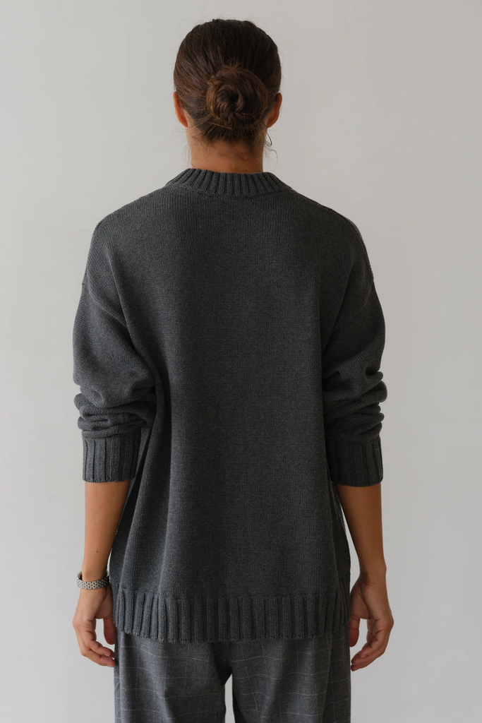 Donni Cotton Cashmere Crewneck Sweater in Charcoal Grey at Parc Shop | Minneapolis, MN