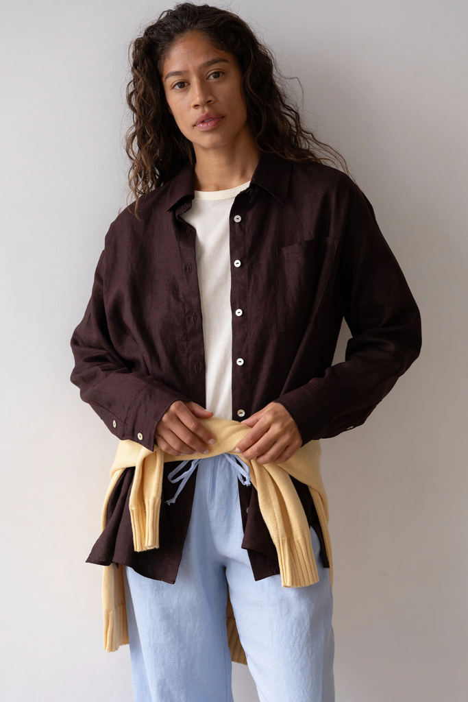 Donni Linen Relaxed Shirt in Espresso at Parc Shop | Minneapolis, MN