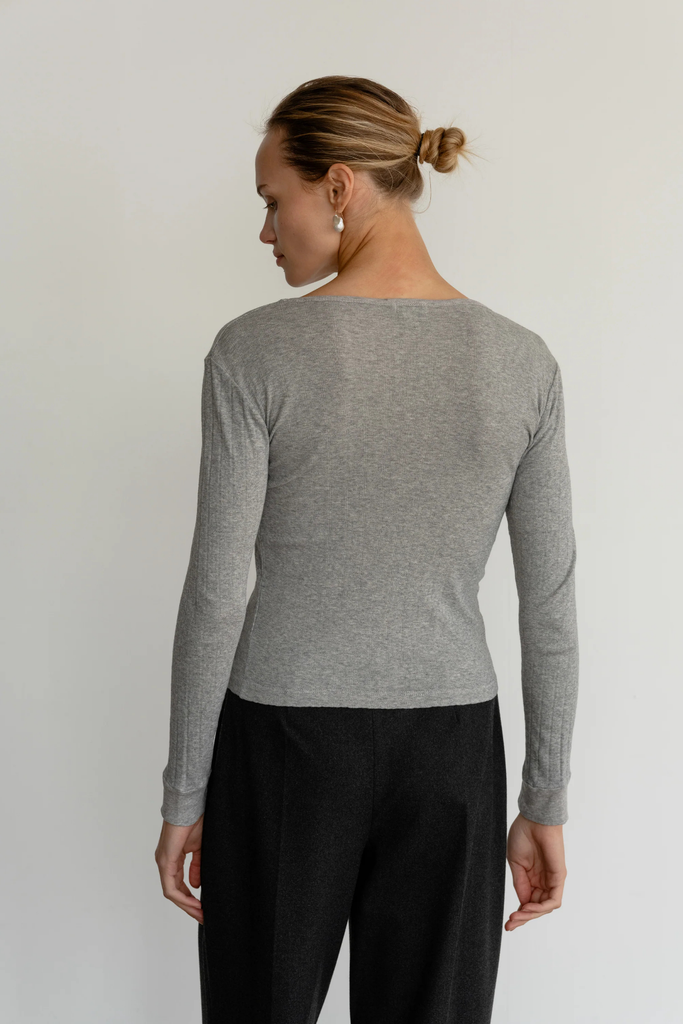 Donni Pointelle Long Sleeve in Heather Grey at Parc Shop | Minneapolis, MN