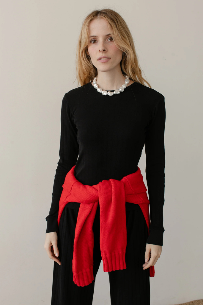 Donni Pointelle Long Sleeve in Jet Black at Parc Shop | Minneapolis, MN