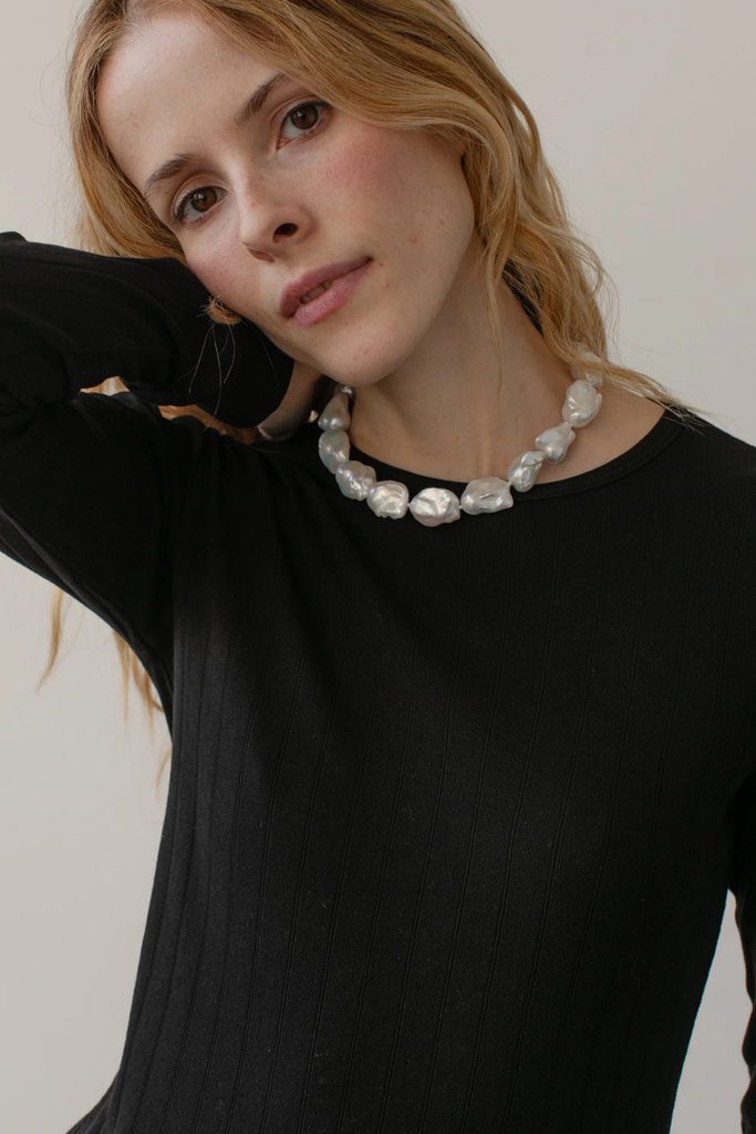 Donni Pointelle Long Sleeve in Jet Black at Parc Shop | Minneapolis, MN