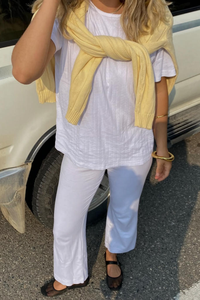 Donni Pointelle Oversized Tee in Powder at Parc Shop | Minneapolis, MN