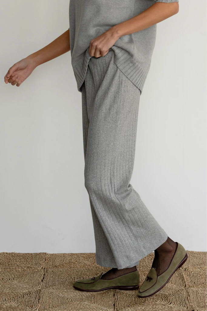 Donni Pointelle Simple Crop Pant in Heather Grey at Parc Shop | Minneapolis, MN
