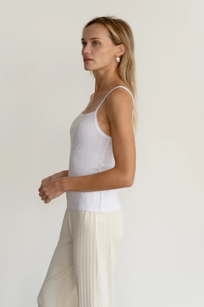 Donni Pointelle Square Neck Tank in White at Parc Shop | Minneapolis, MN