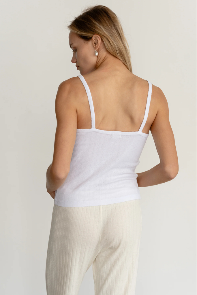 Donni Pointelle Square Neck Tank in White at Parc Shop | Minneapolis, MN