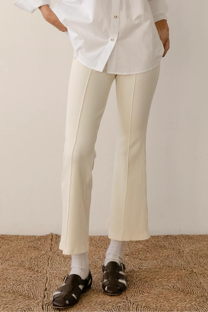 Donni Rib Kick Flare in Creme at Parc Shop