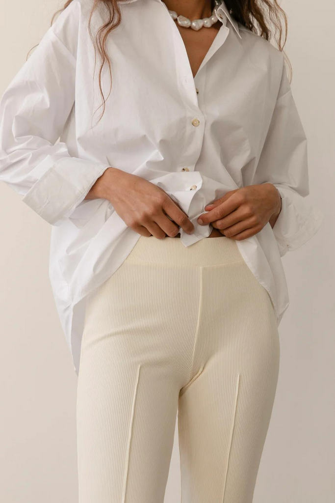 Donni Rib Kick Flare in Creme at Parc Shop