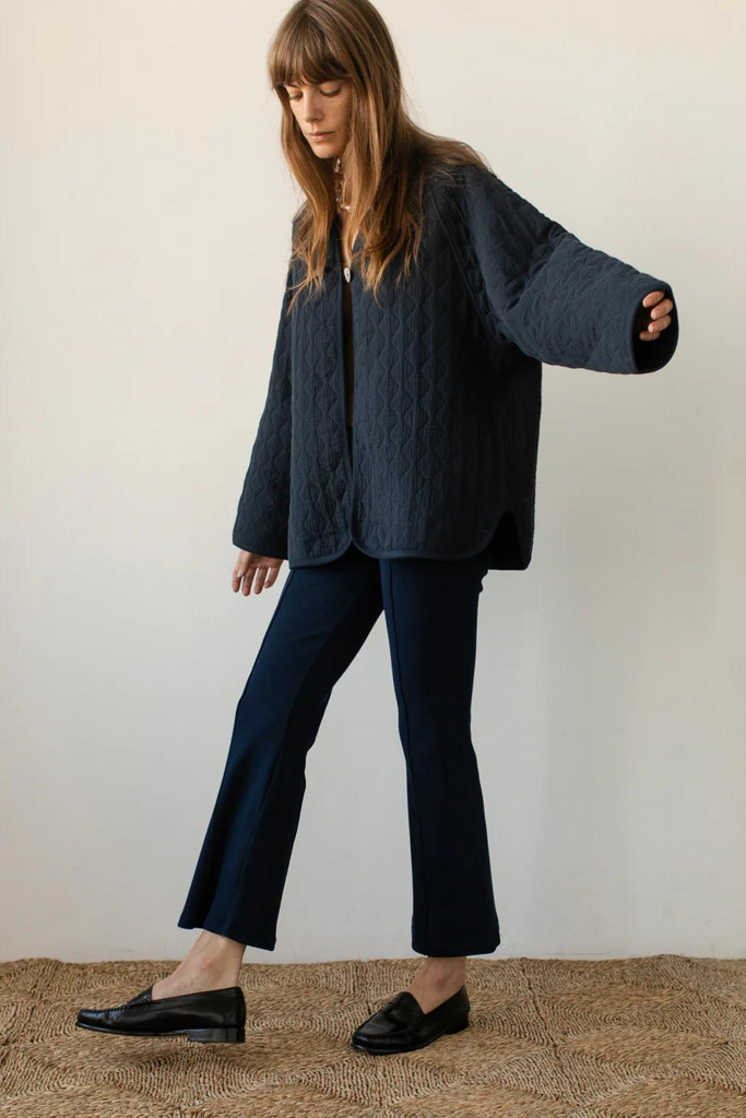 Donni Rib Kick Flare in Navy at Parc Shop