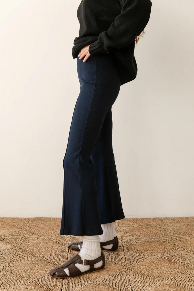 Donni Rib Kick Flare in Navy at Parc Shop