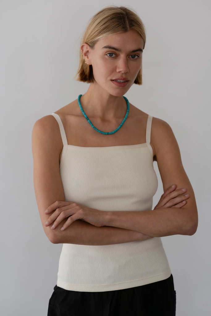 Donni Rib Satin Tank in Creme at Parc Shop | Minneapolis, MN