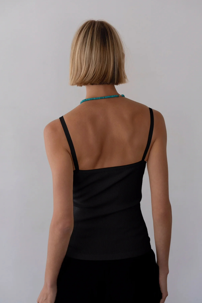 Donni Rib Satin Tank in Jet at Parc Shop | Minneapolis, MN