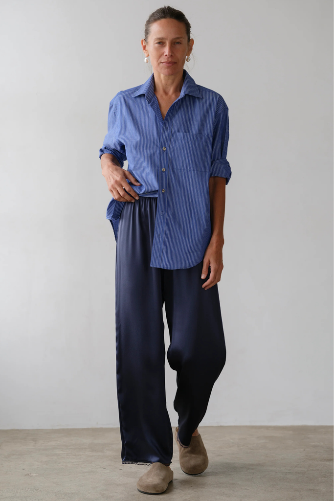 Donni Silk Lace Simple Pant in Navy at Parc Shop | Minneapolis, MN