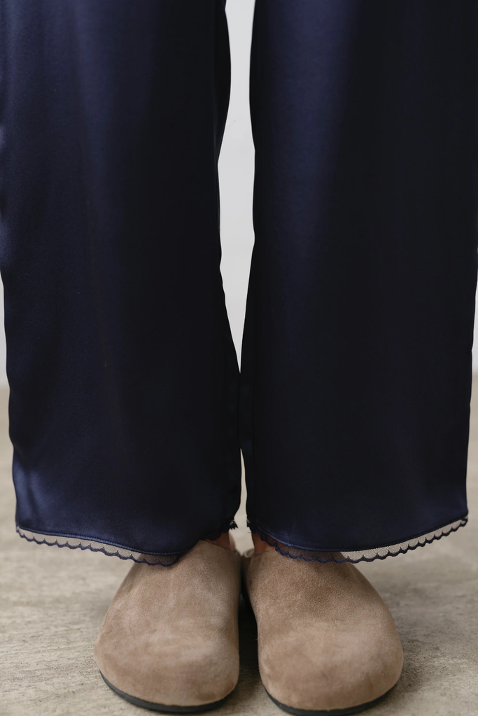 Donni Silk Lace Simple Pant in Navy at Parc Shop | Minneapolis, MN