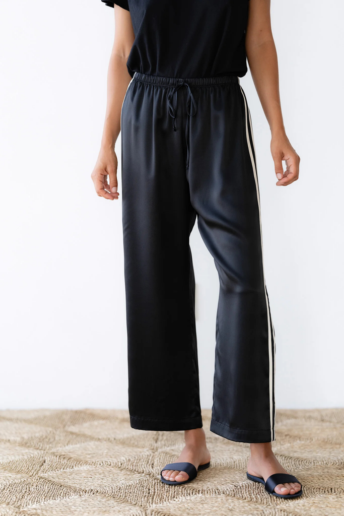 Donni Silk Stripe Crop Pant in Jet at Parc Shop | Minneapolis, MN