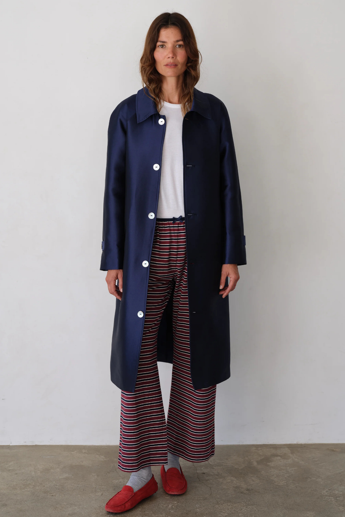 Donni Stripe Jersey Bow Simple Pant in Oxblood Stripe at Parc Shop