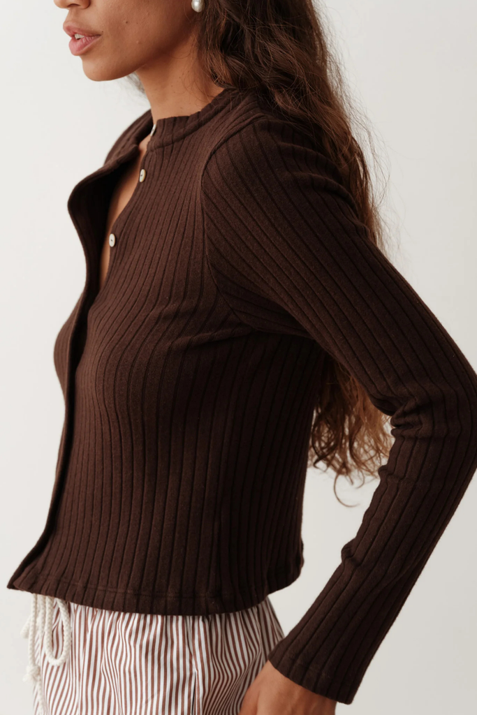Donni Sweater Rib Cardi in Espresso at Parc Shop | Minneapolis, MN
