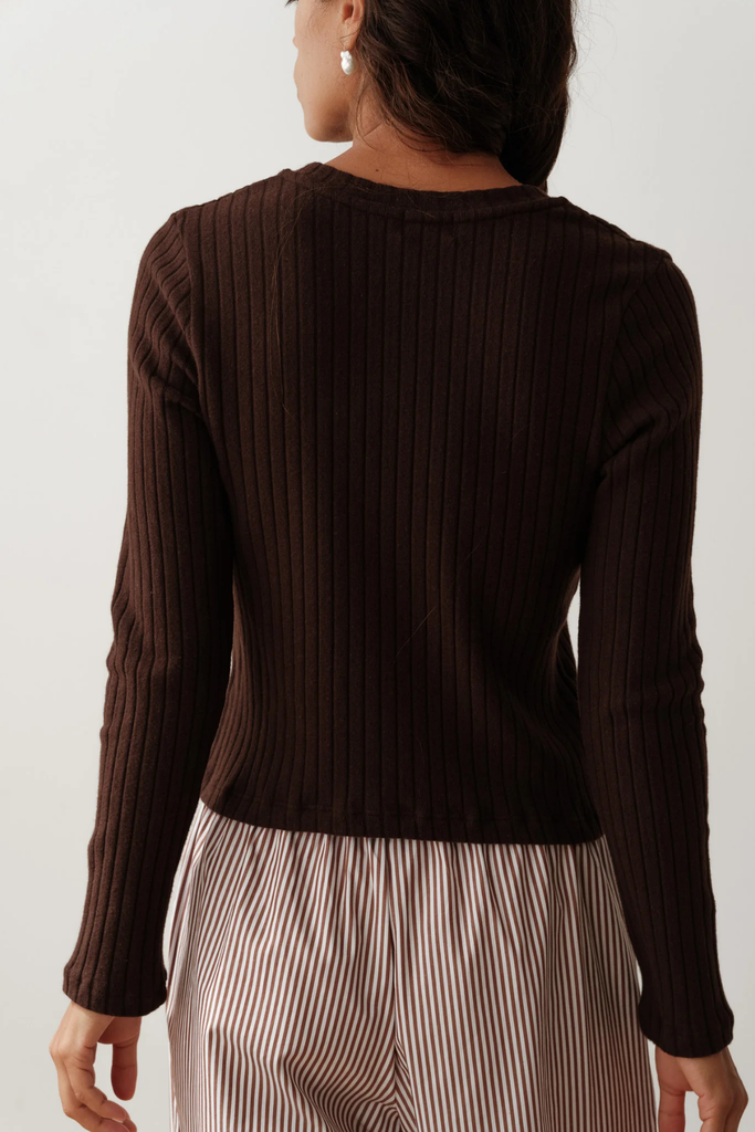 Donni Sweater Rib Cardi in Espresso at Parc Shop | Minneapolis, MN
