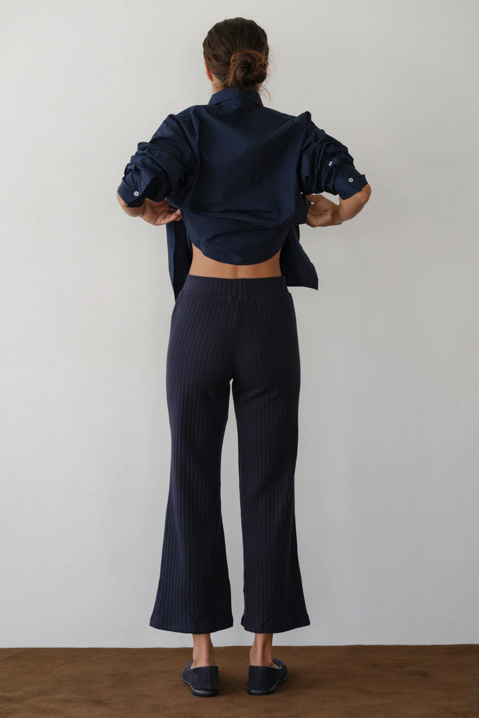 Donni Sweater Rib Kick Flare in Navy at Parc Shop | Minneapolis, MN