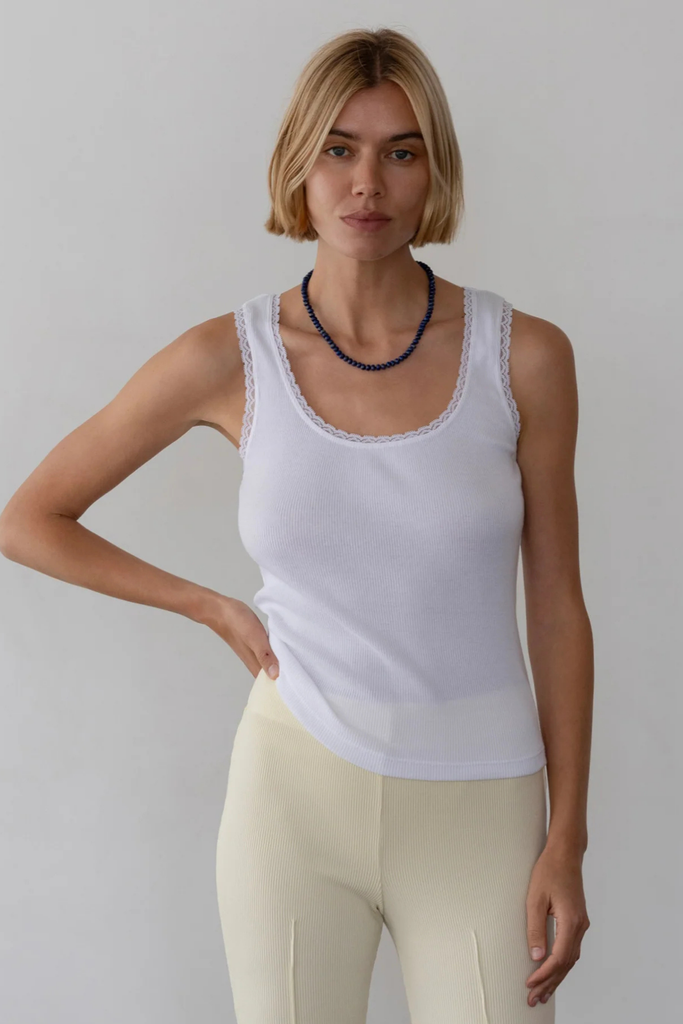 Donni Vintage Rib Lace Top in Powder at Parc Shop | Minneapolis, MN