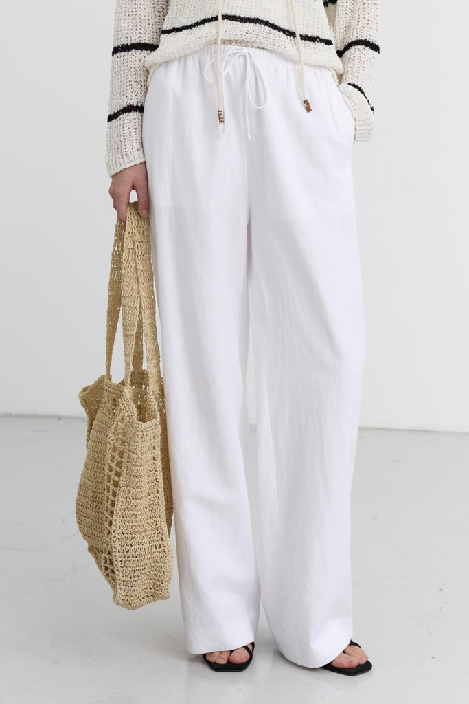 Dunst Linen Cotton Banded Pant in White at Parc Shop | Minneapolis, MN