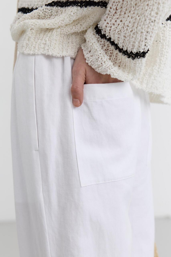 Dunst Linen Cotton Banded Pant in White at Parc Shop | Minneapolis, MN