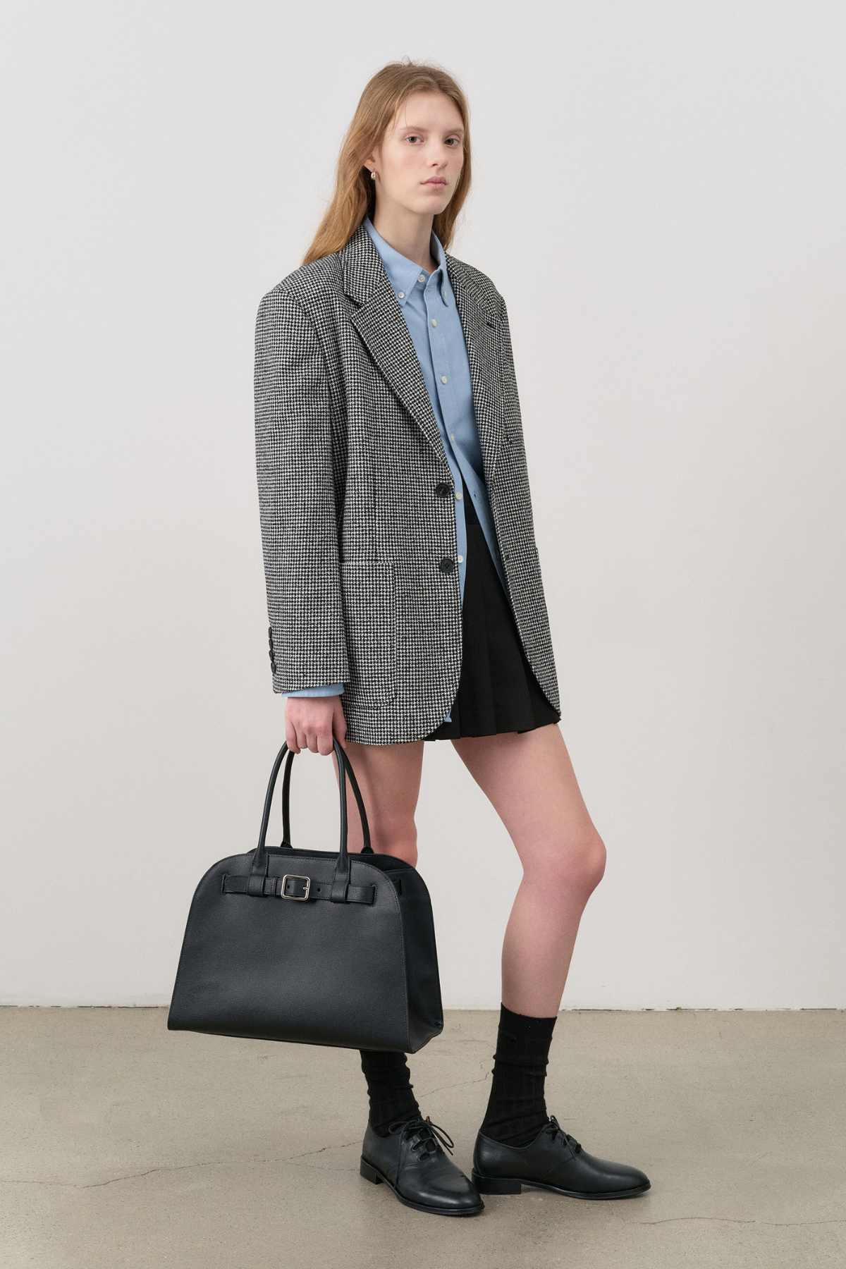 ★Dunst★ UNISEX OVERSIZED WOOL BLAZER BLACK CHECK_UDJA4C104 Dunst Unisex Oversized Wool Blazer in Black Check at Parc