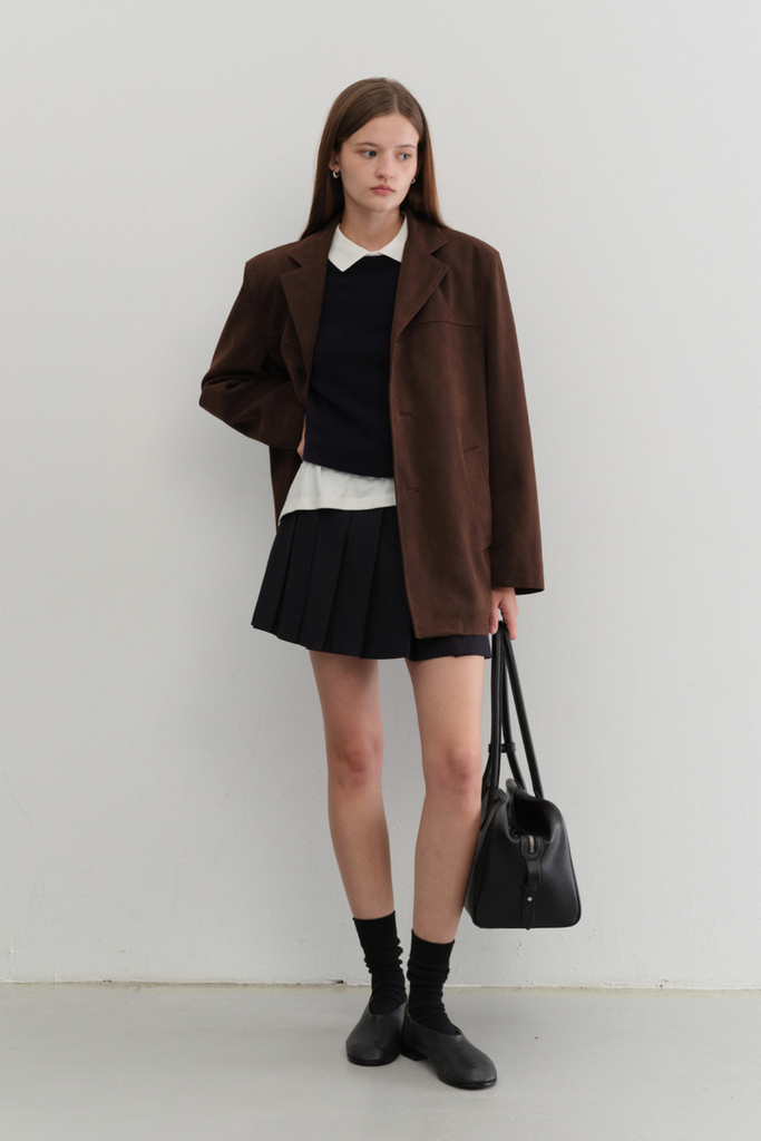 Dunst Pleats Mini Skirt in Navy Stripe at Parc Shop | Minneapolis, MN