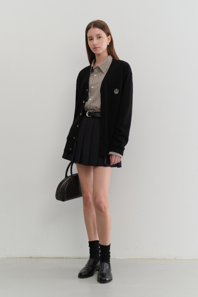 Dunst Pleats Mini Skirt in Navy Stripe at Parc Shop | Minneapolis, MN