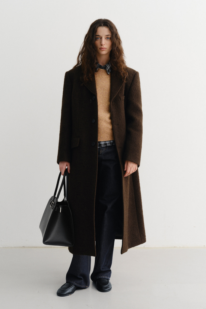 Dunst Unisex 2-Way Boucle Wool Coat in Brown at Parc Shop | Minneapolis, MN