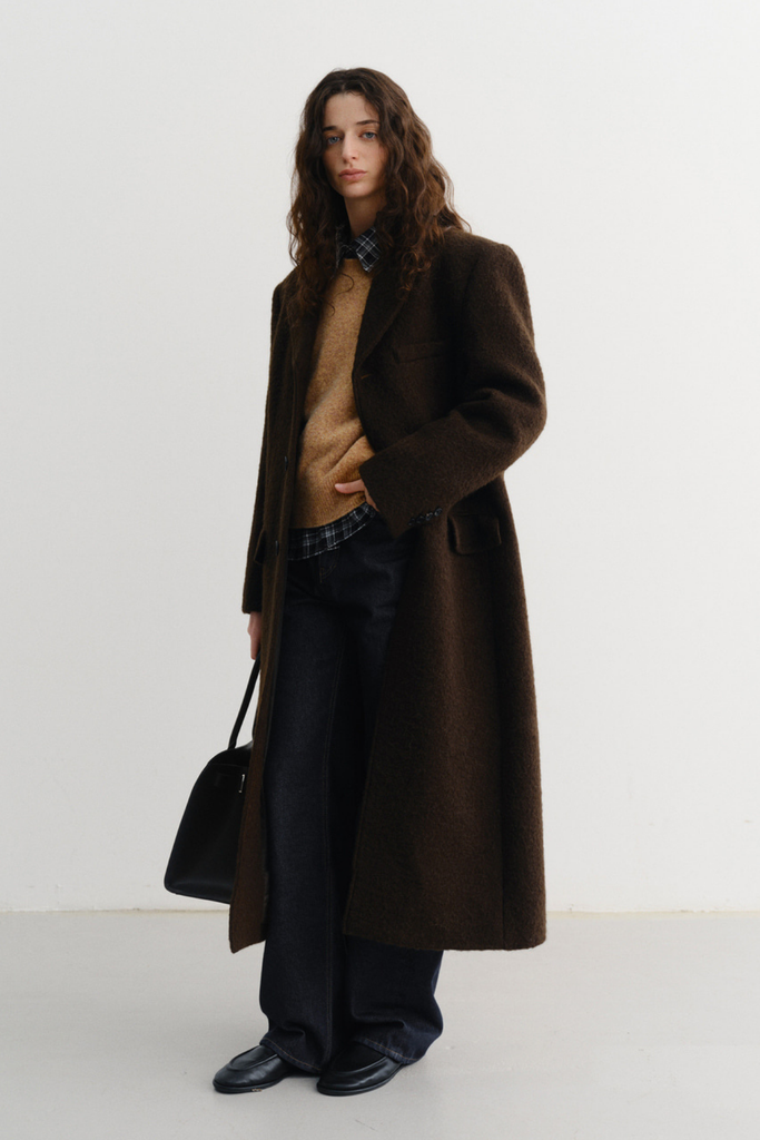 Dunst Unisex 2-Way Boucle Wool Coat in Brown at Parc Shop | Minneapolis, MN