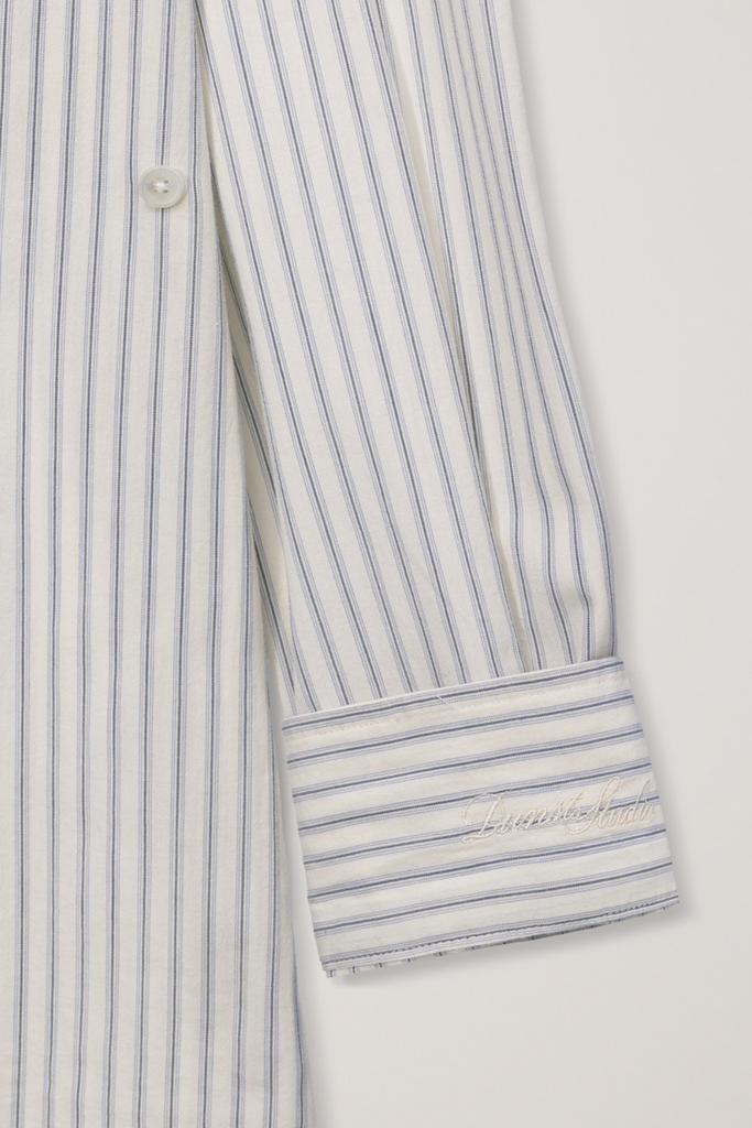 Dunst Unisex 2-Way Oversized Stripe Shirt in Ivory Stripe at Parc Shop