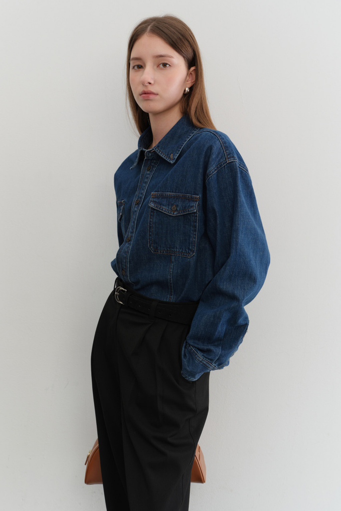Dunst Unisex Classic Denim Shirt in Midnight Blue at Parc Shop | Minneapolis, MN