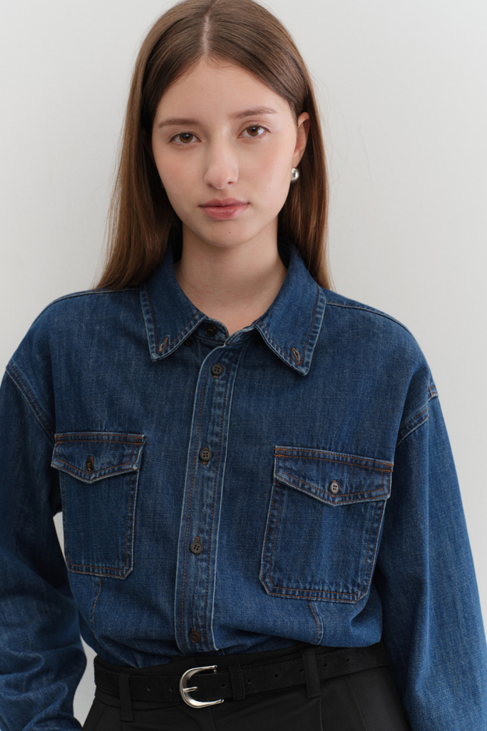 Dunst Unisex Classic Denim Shirt in Midnight Blue at Parc Shop | Minneapolis, MN