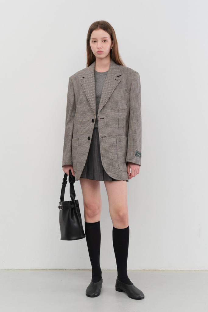 Dunst Unisex Oversized Wool Blazer in Brown Check at Parc Shop | Minneapolis, MN