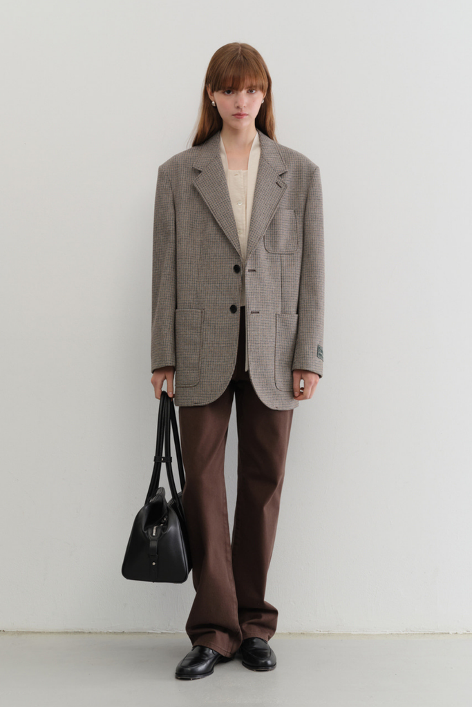 Dunst Unisex Oversized Wool Blazer in Brown Check at Parc Shop | Minneapolis, MN