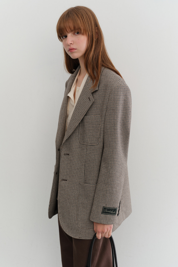 Dunst Unisex Oversized Wool Blazer in Brown Check at Parc Shop | Minneapolis, MN