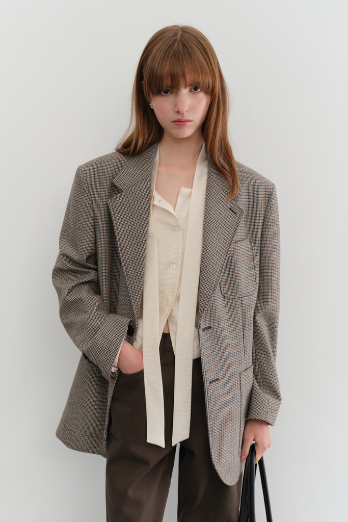 Dunst Unisex Oversized Wool Blazer in Brown Check at Parc Shop | Minneapolis, MN