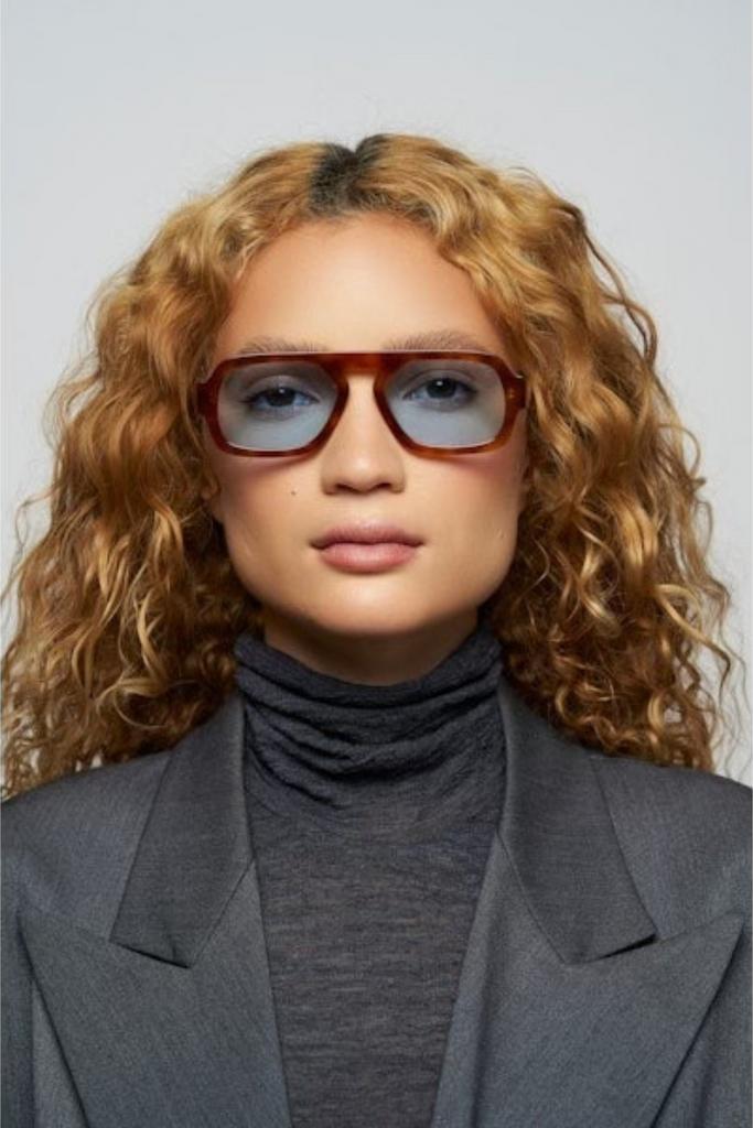 Elisa Johnson Jane Mini Sunglasses in Light Brown at Parc Shop | Minneapolis, MN