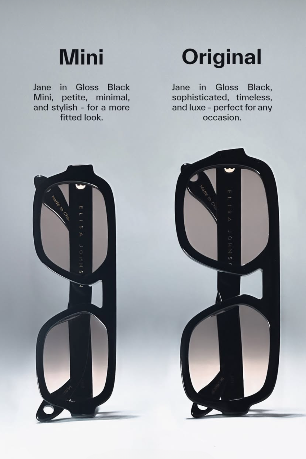 Elisa Johnson Jane Mini サングラス Jane Mini in Gloss Black