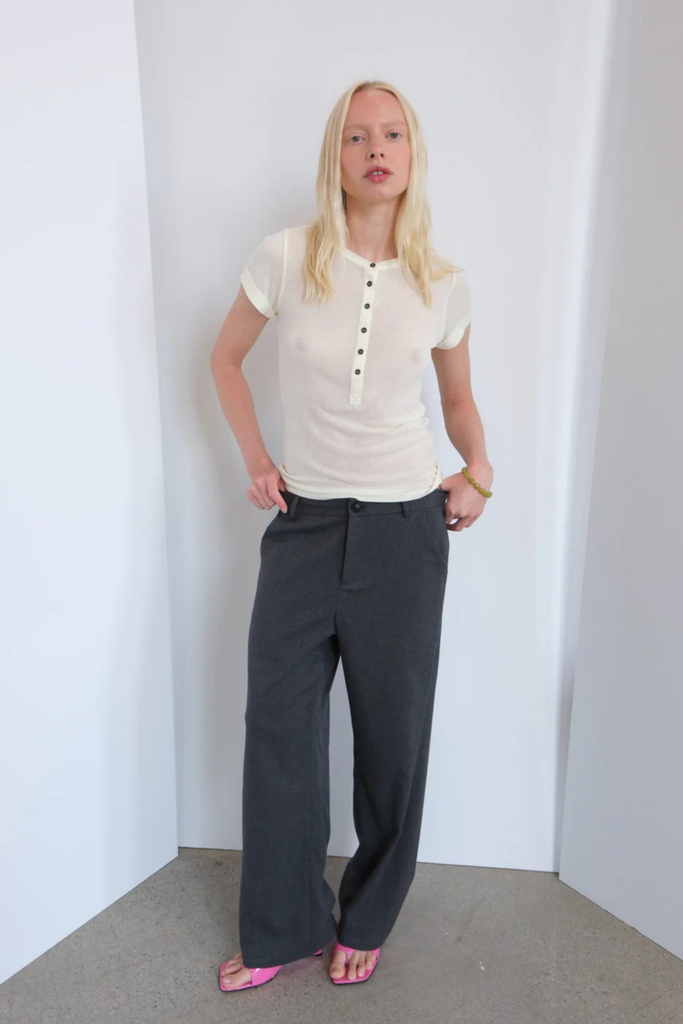 Geel Low Rise Andy Trouser Pants in Dark Grey at Parc Shop