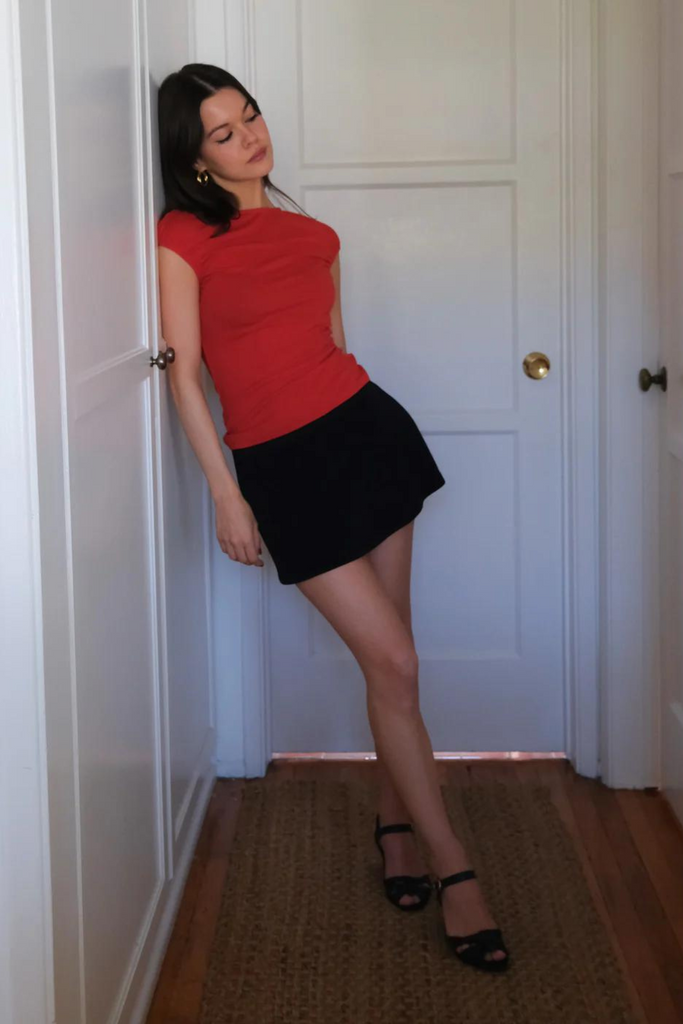 Geel Aria Mini Skirt in Jet Black at Parc Shop