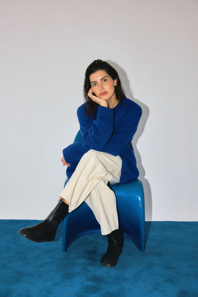 James Street Co. Oversized Wool Cardigan in Cobalt Blue at Parc Shop