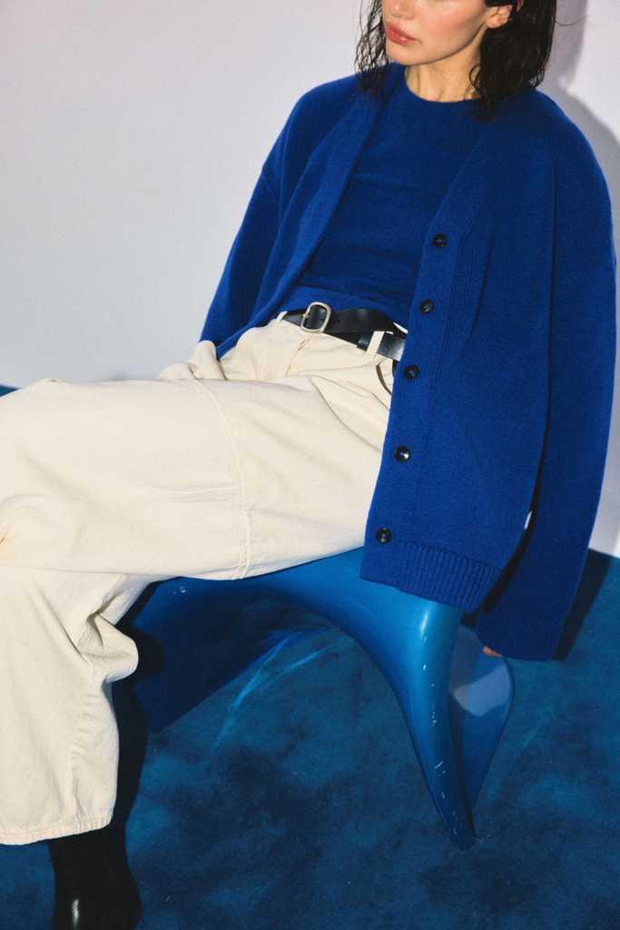 James Street Co. Oversized Wool Cardigan in Cobalt Blue at Parc Shop