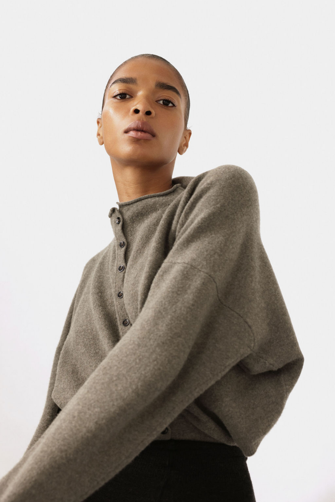 James Street Co. Peri Shrunken Cardigan in Shadow at Parc Shop