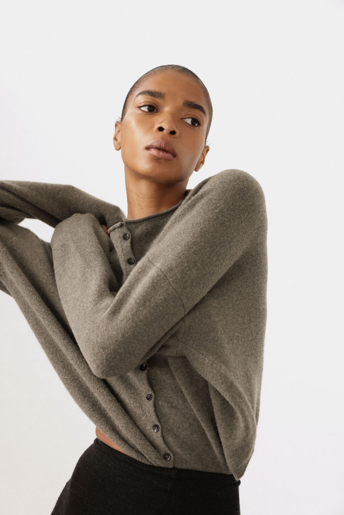 James Street Co. Peri Shrunken Cardigan in Shadow at Parc Shop