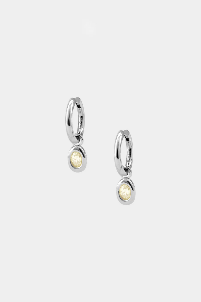 Kara Yoo Ami Hoops in Sterling Silver & Butter Gemstone at Parc Shop